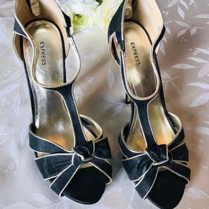 Express Black and Gold Heels